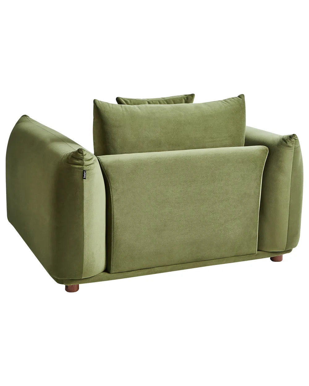 LUVOS Velvet Armchair Dark Green – Low Profile Upholstered Lounge Chair with Deep Seat, Scatter Cushion & Solid Wood Frame