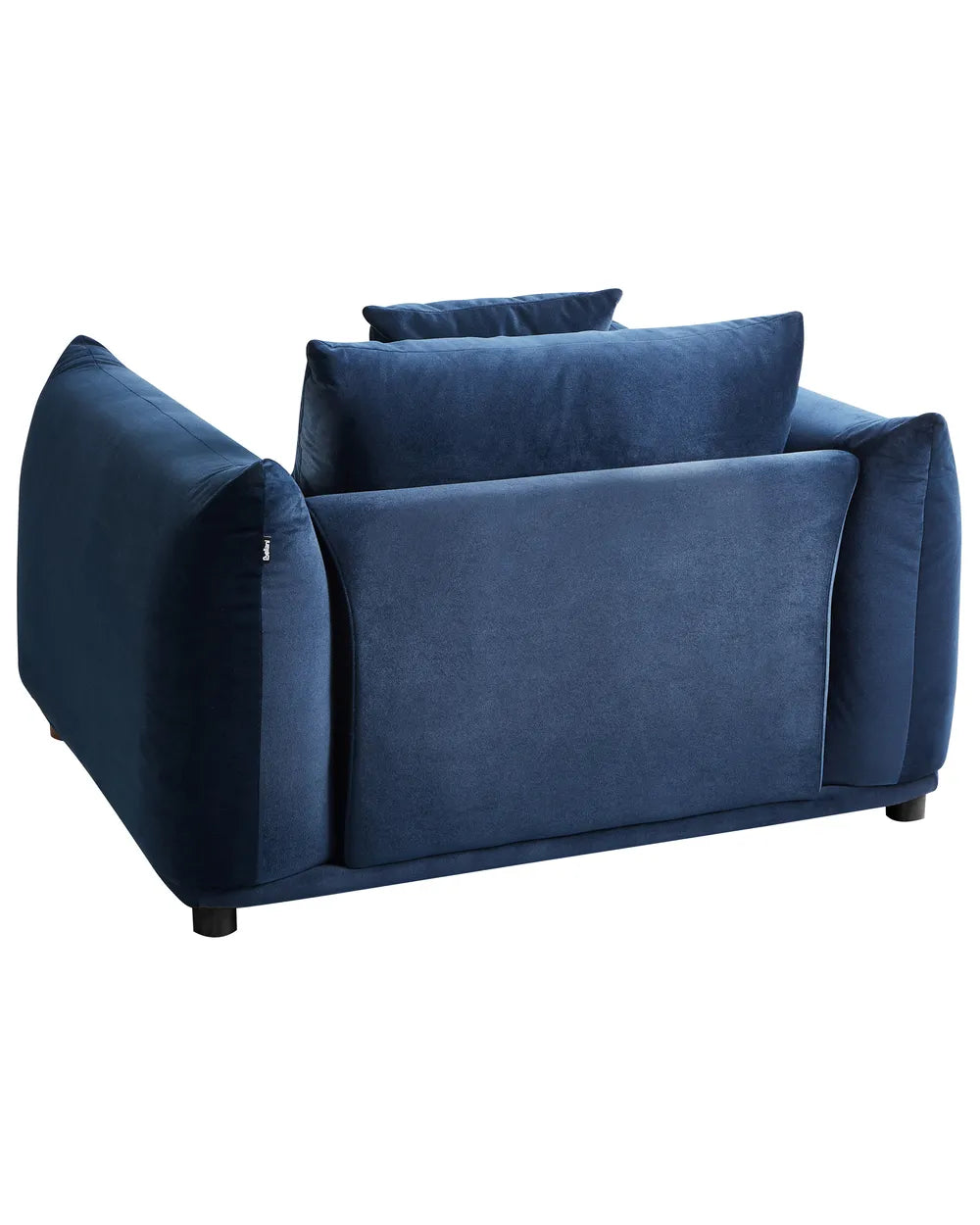LUVOS Velvet Armchair Dark Blue – Low Profile Upholstered Lounge Chair with Deep Seat, Scatter Cushion & Solid Wood Frame