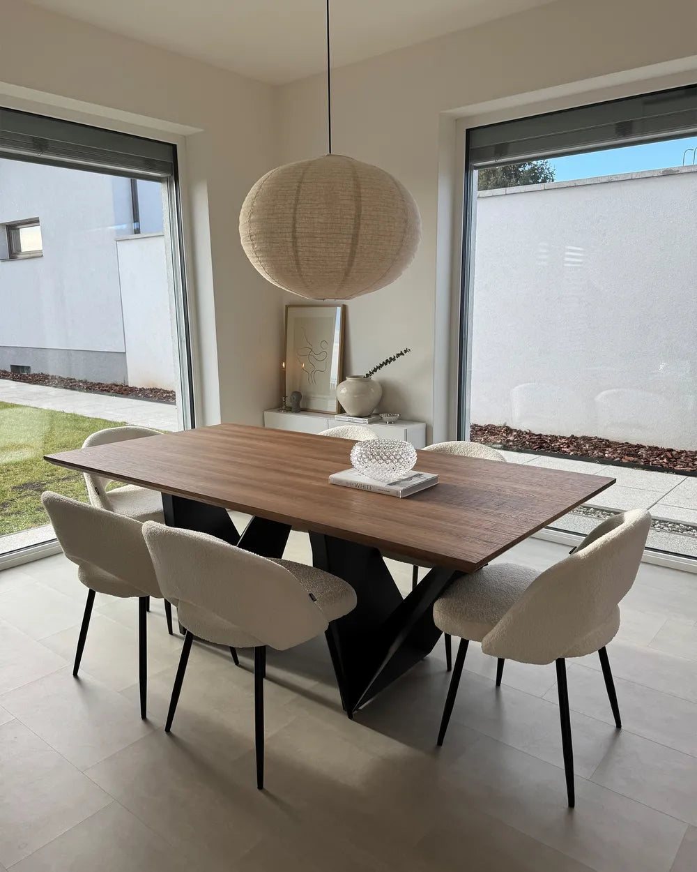 Dining Table SINTRA Dark Brown MDF with Metal Base 200 x 100 cm