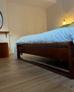 Modern Low Platform Bed Frame – Dark Walnut Minimalist Bed