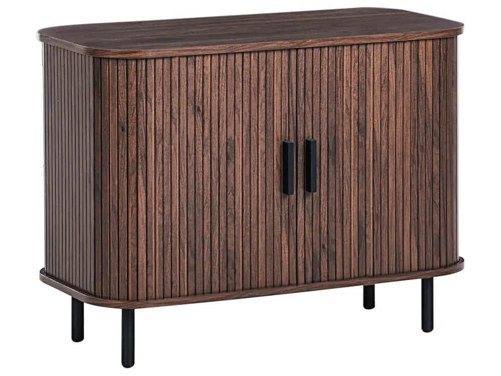 Retro Sliding Door Cabinet BRADLEY – Dark Brown Wooden Sideboard with Storage