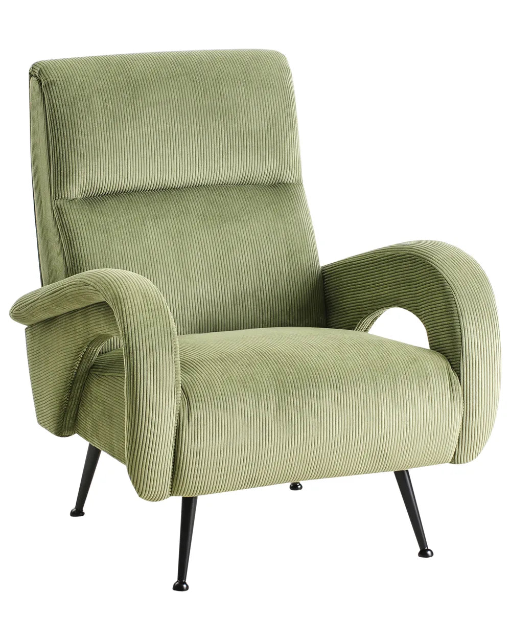Armchair SVALOV Corduroy Green– Retro Style Upholstered Armchair with Thick Padding